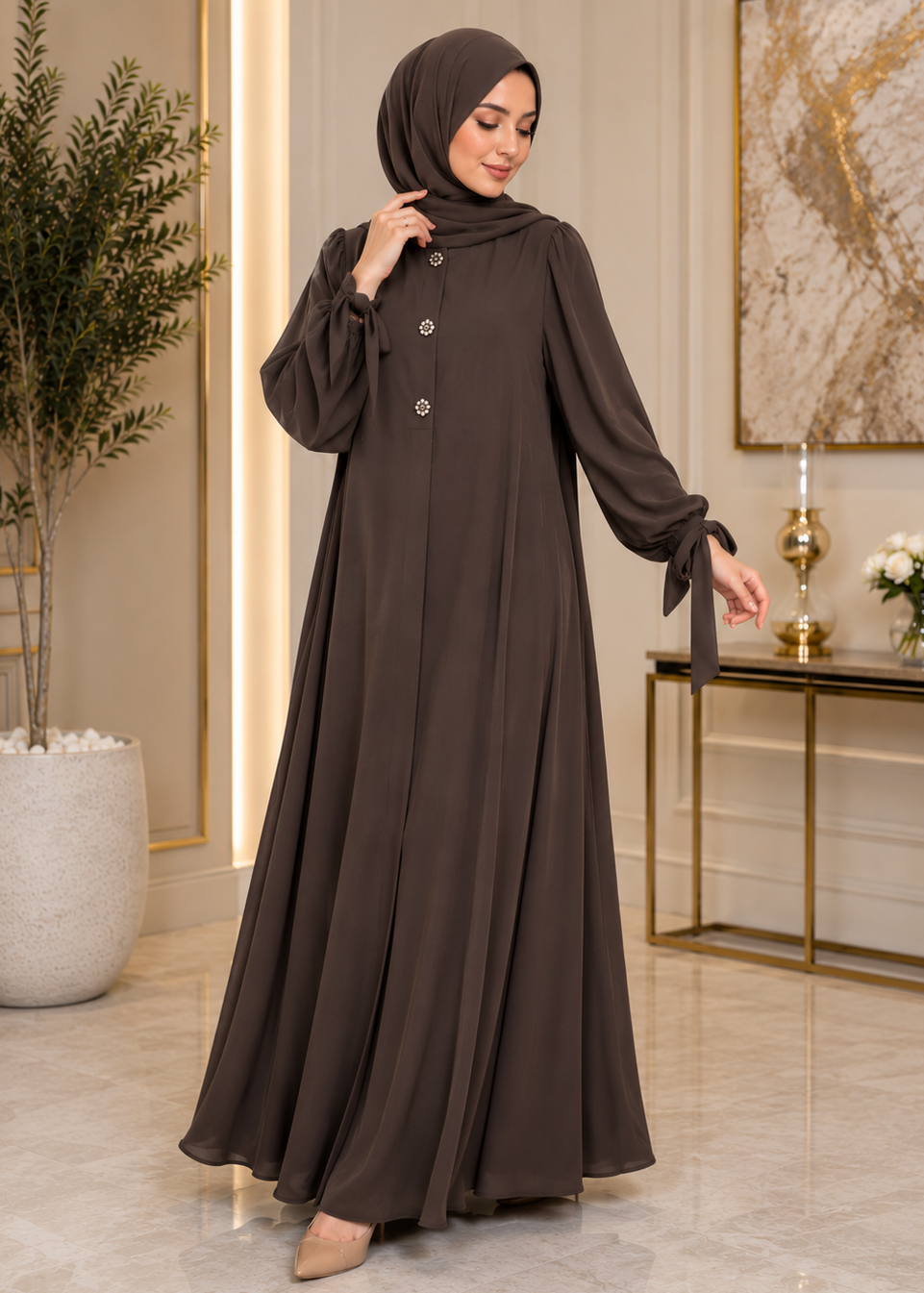 ELIF ZIPPER ABAYA | COFFEE