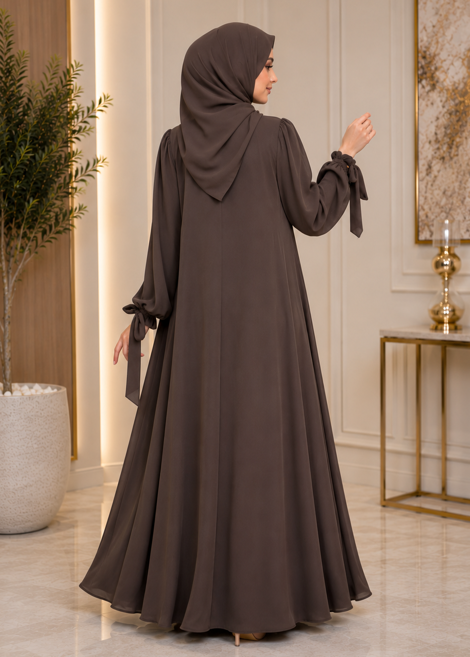 ELIF ZIPPER ABAYA | COFFEE