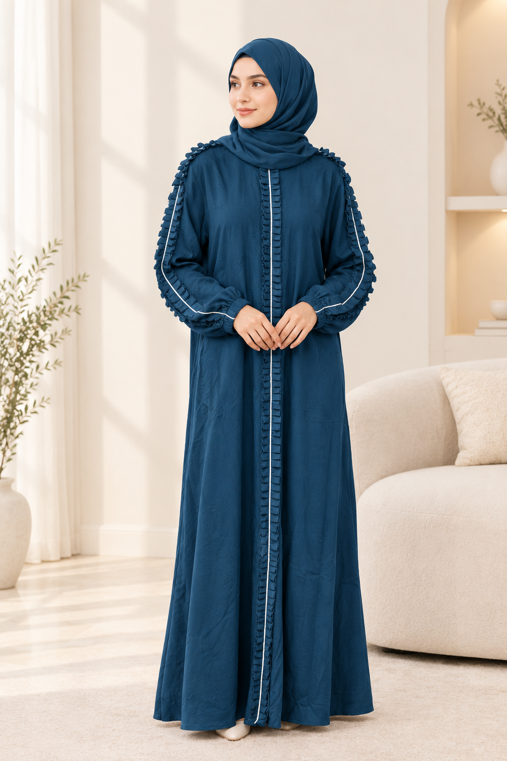056 - AALIMA FULLY CLOSED ABAYA | DARK TEAL