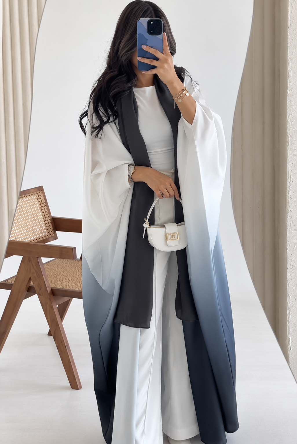 ASNIYA DOUBLE SHRUG KAFTAN ABAYA | GRAY