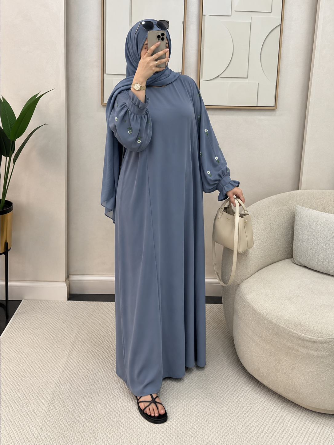 MIRA EMBROIDERY ABAYA | GRAY