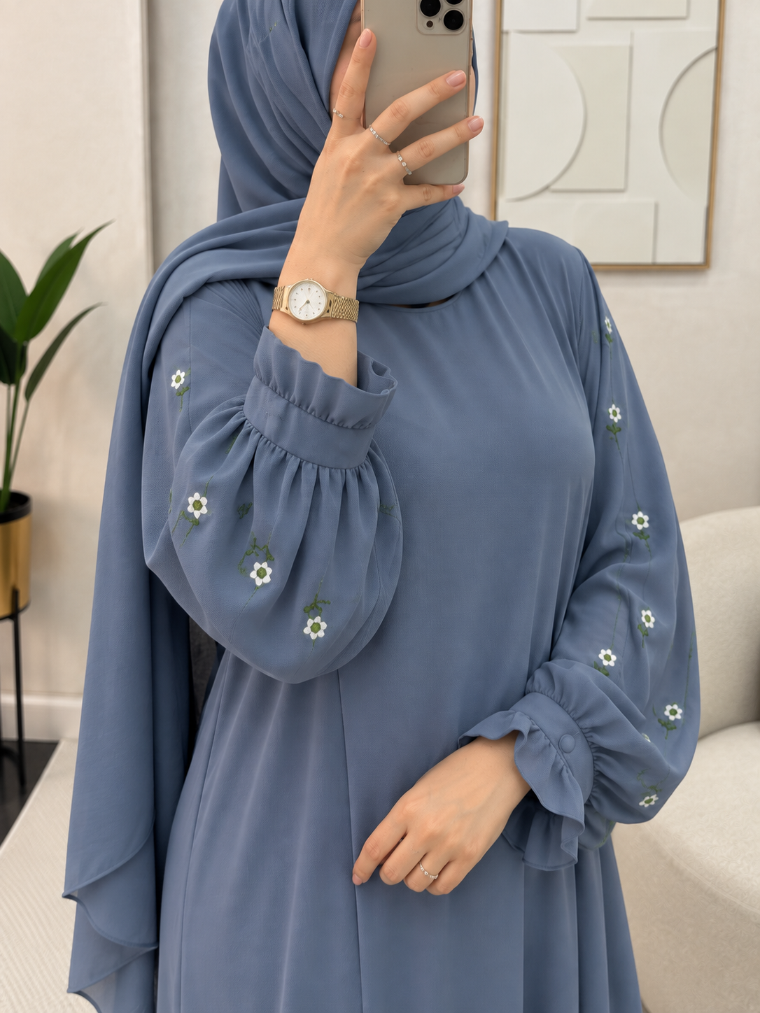 MIRA EMBROIDERY ABAYA | GRAY