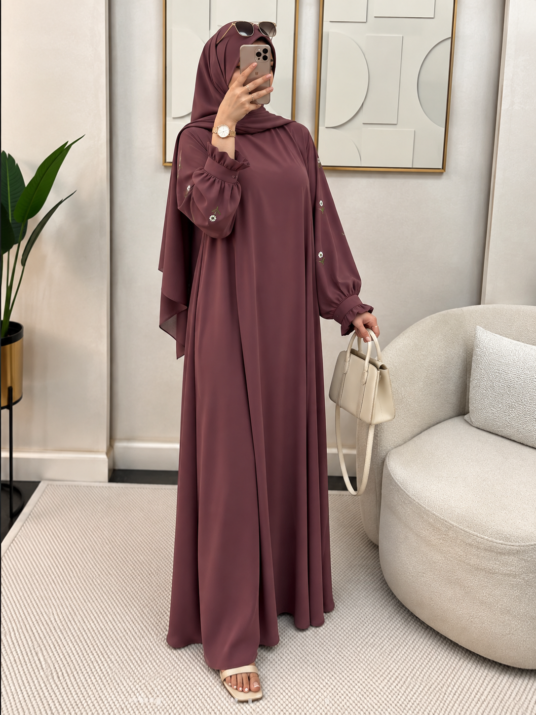 MIRA EMBROIDERY ABAYA | DUSTY PINK