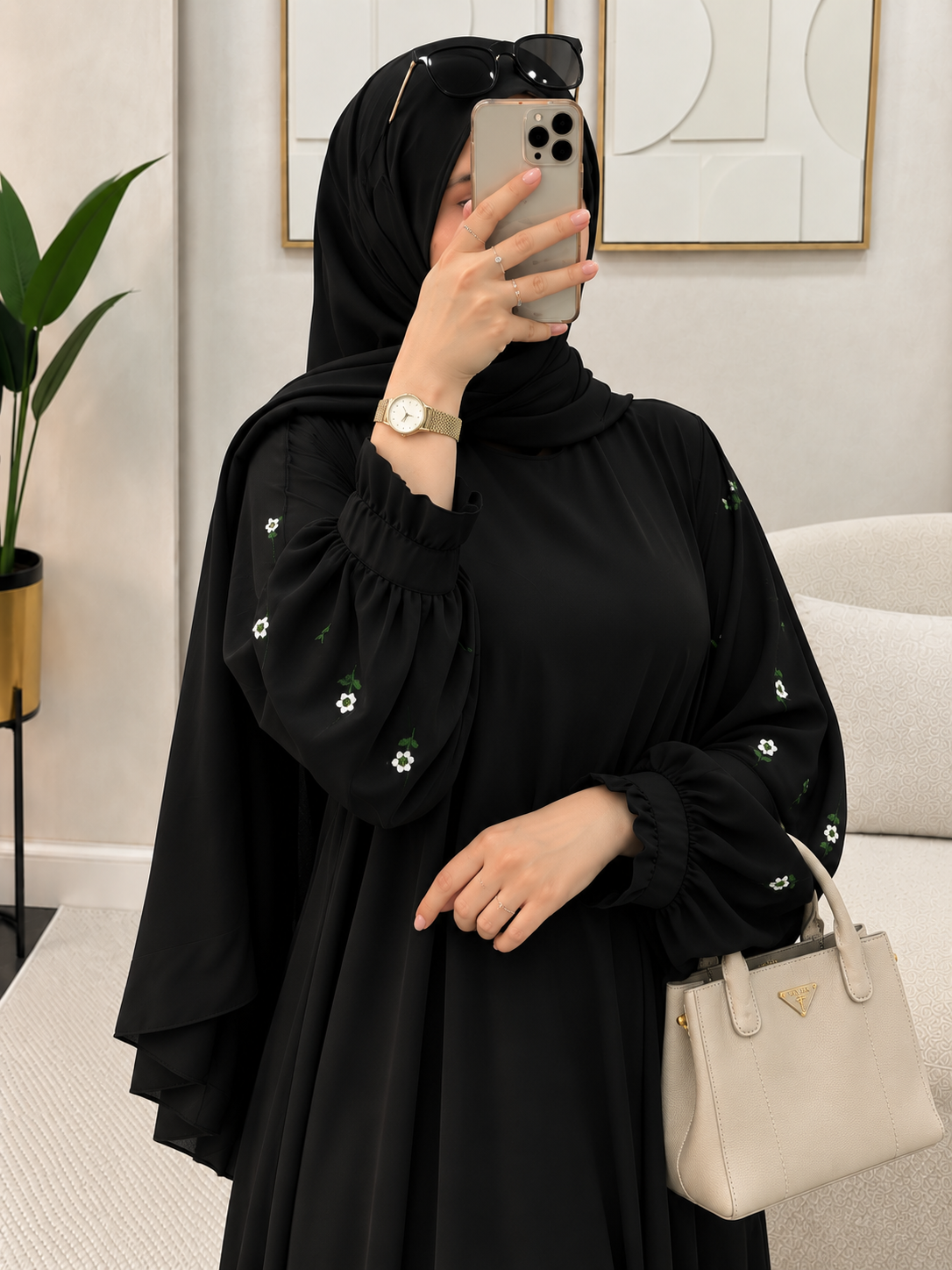 MIRA EMBROIDERY ABAYA | BLACK