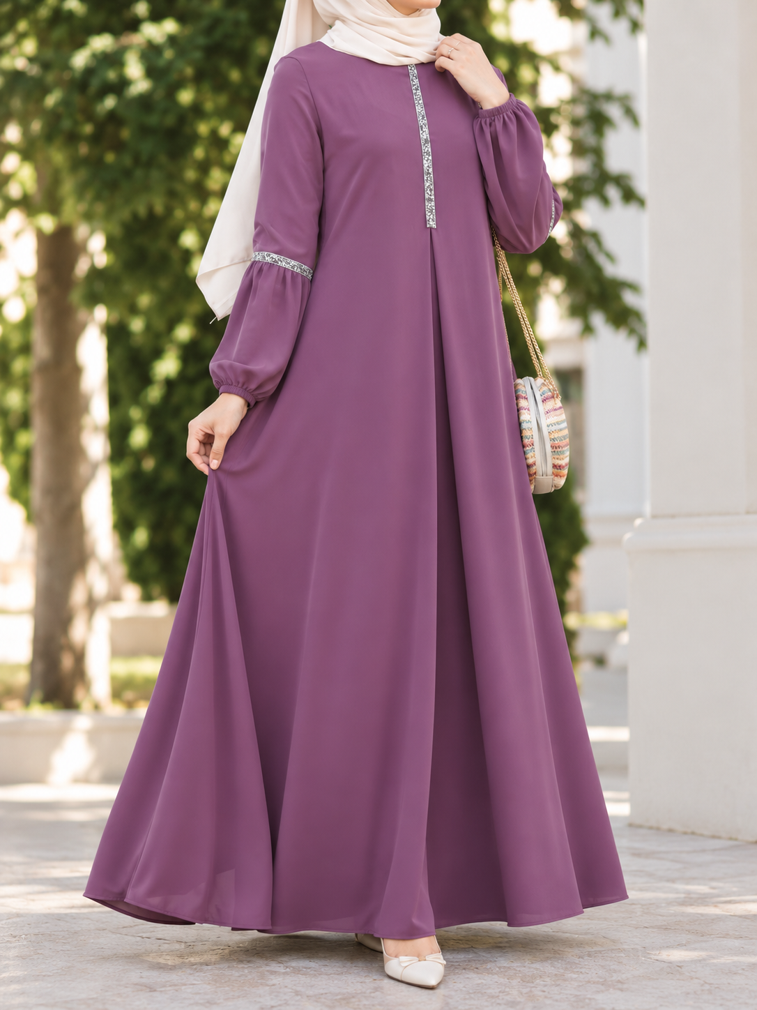 6001 - AASH BASIC ABAYA | DIFFRENT PINK