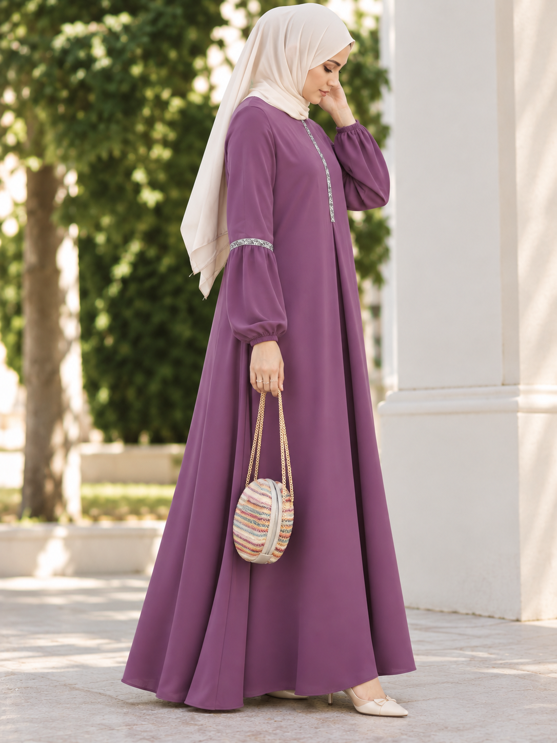 6001 - AASH BASIC ABAYA | DIFFRENT PINK