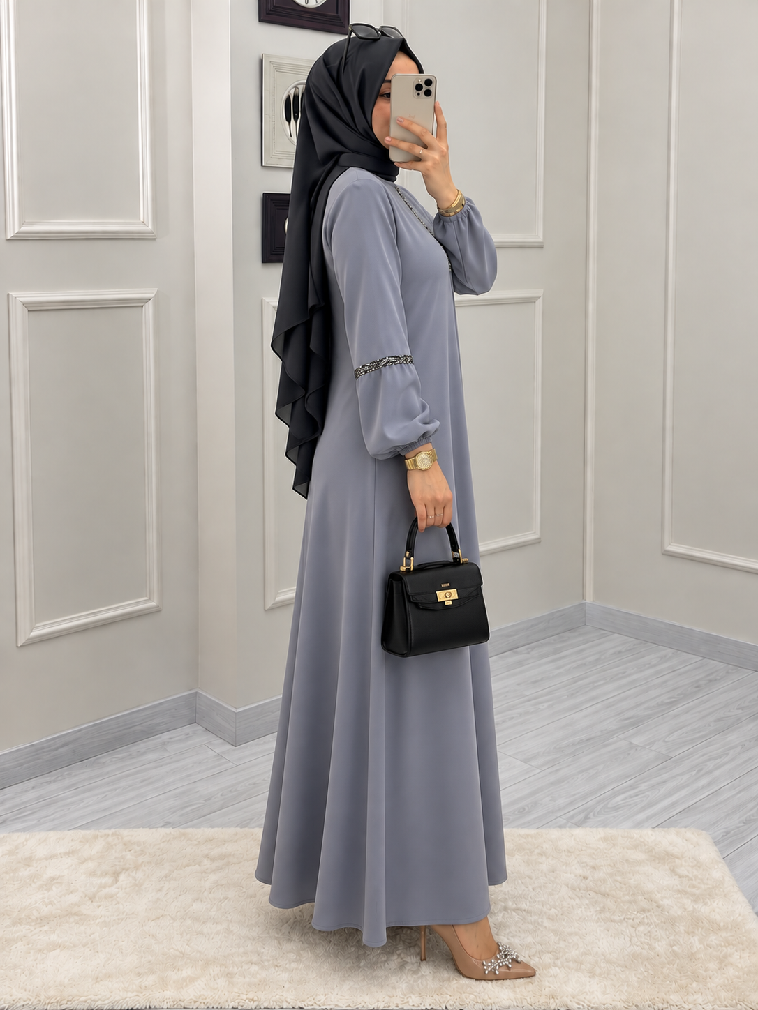 6001 - AASH BASIC ABAYA | LITE GRAY