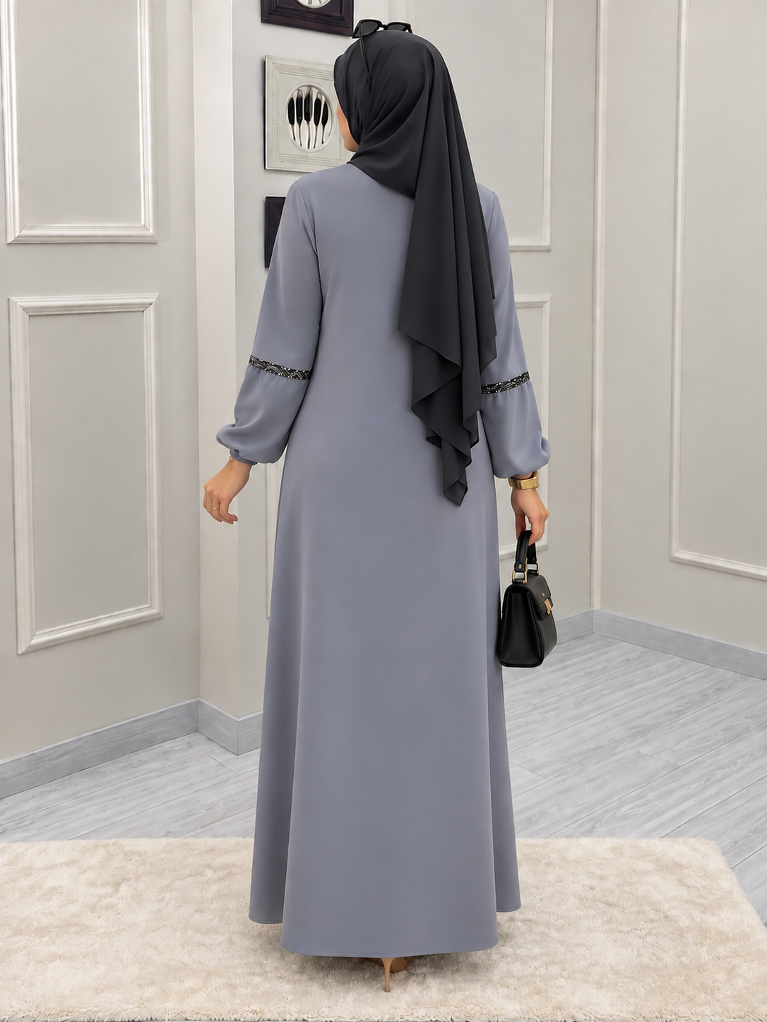 6001 - AASH BASIC ABAYA | LITE GRAY