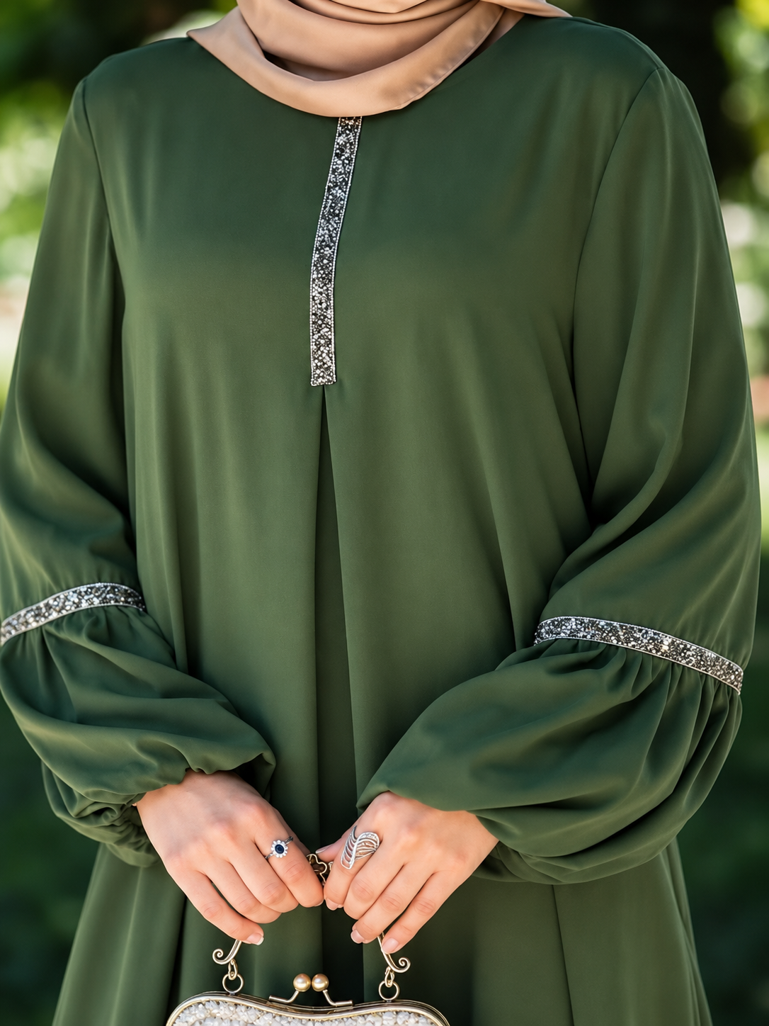6001 - AASH BASIC ABAYA | SPL OLIVE