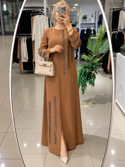 SAIMA ZIPPER ABAYA | MOCHA BROWN