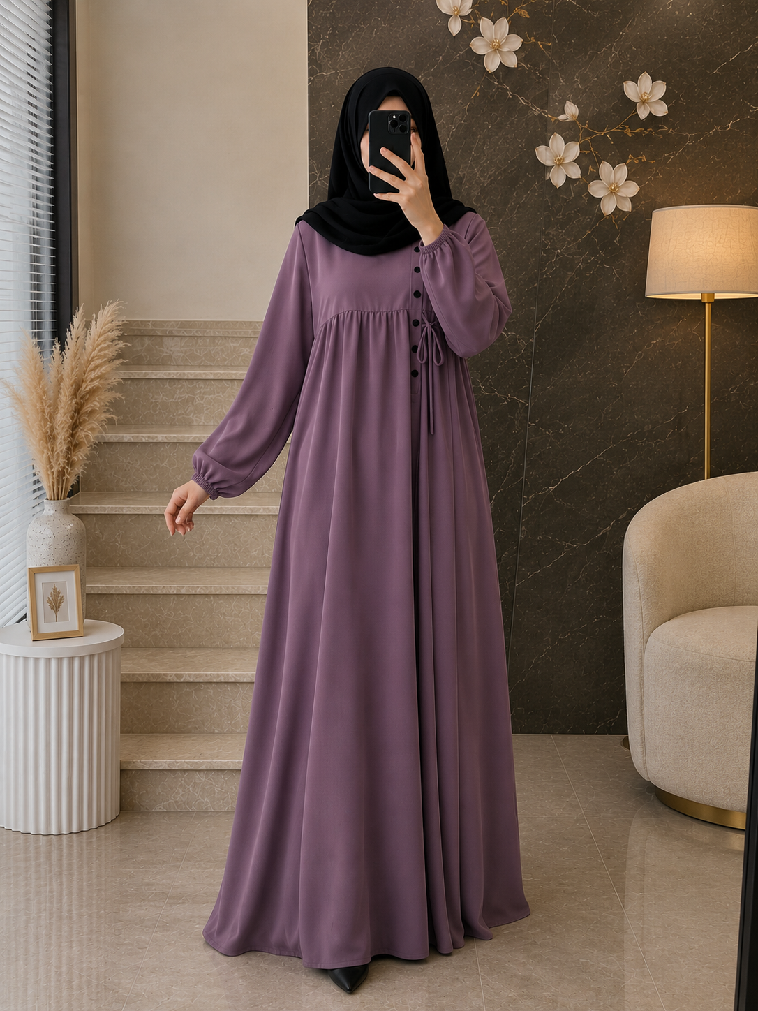 1969 - TARAH BUTTON ABAYA | PINK
