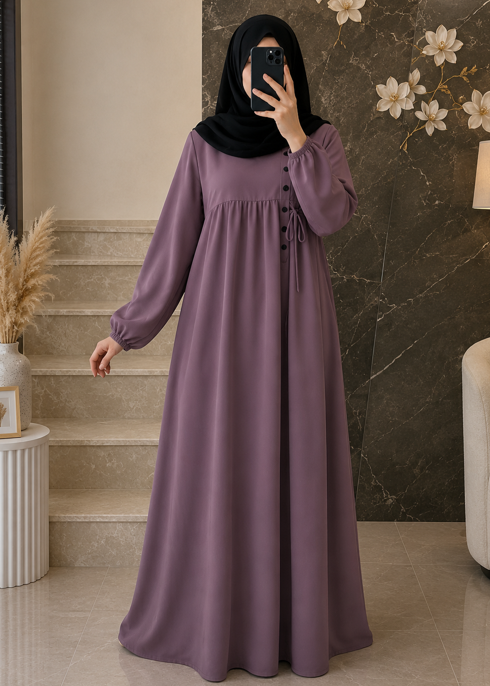 1969 - TARAH BUTTON ABAYA | PINK