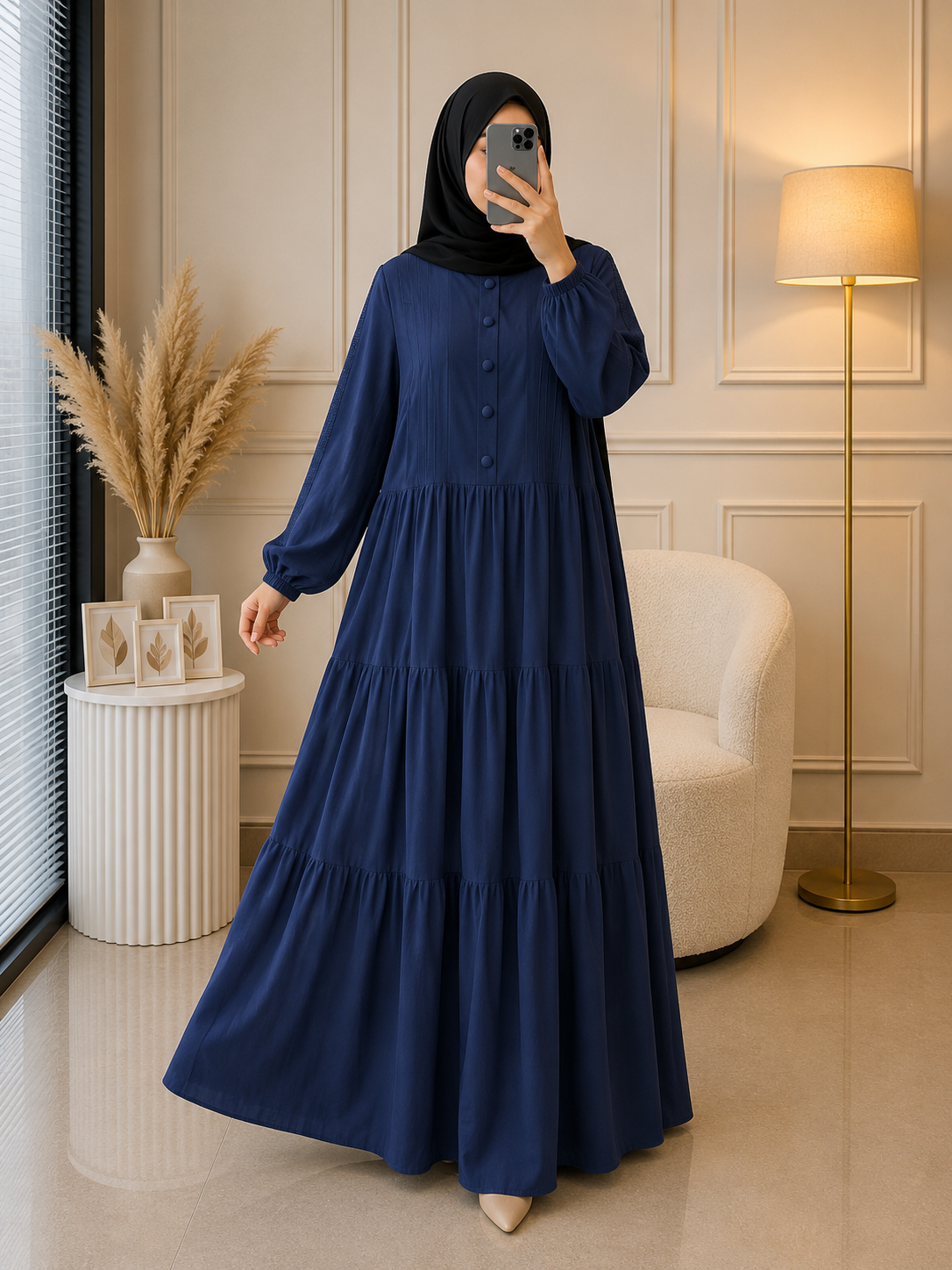 0245 - SOBI FULLY CLOSED ABAYA | BLUE