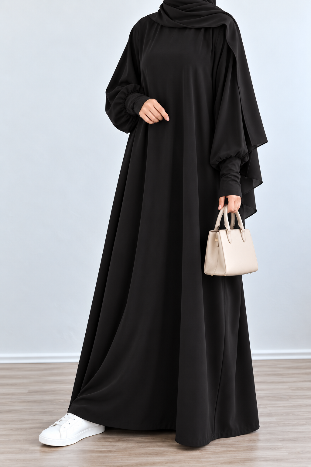 1071 FITTING SLEEVE ABAYA | BLACK