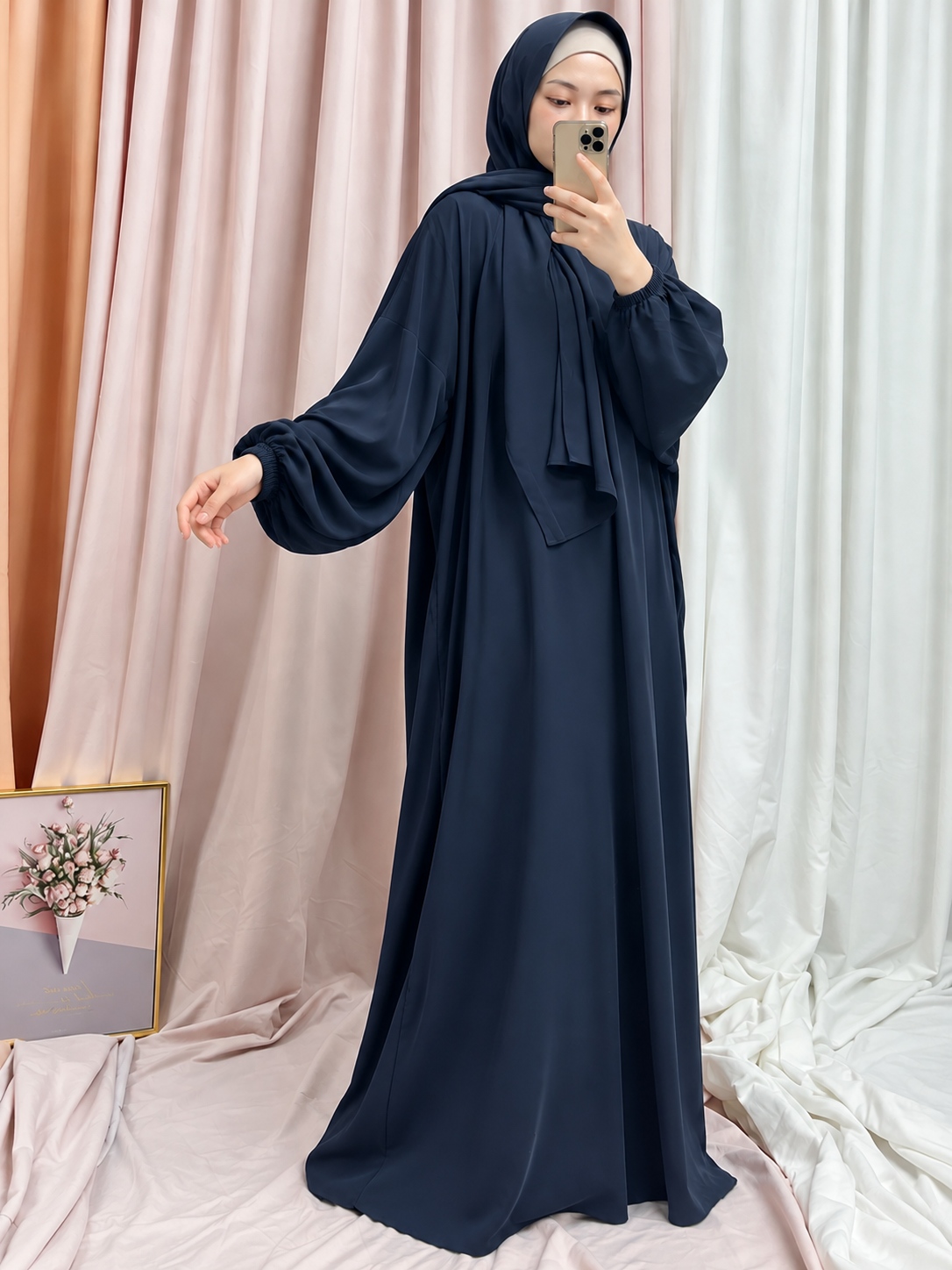 HEEBA LASTIC SLEEVE ABAYA | DD-GRAY