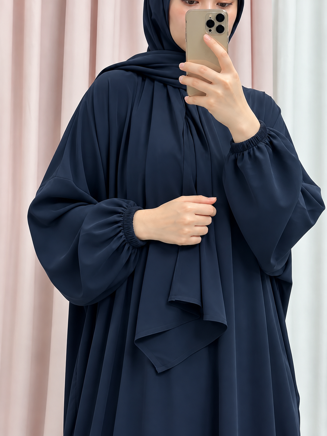 HEEBA LASTIC SLEEVE ABAYA | DD-GRAY