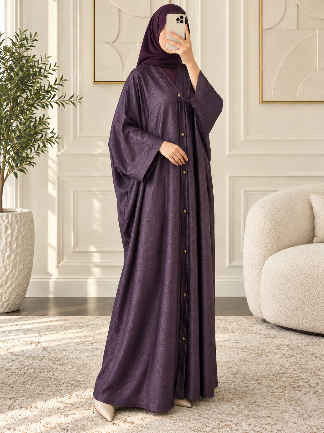 HABIBA KAFTAN ABAYA | DARK LAVENDER