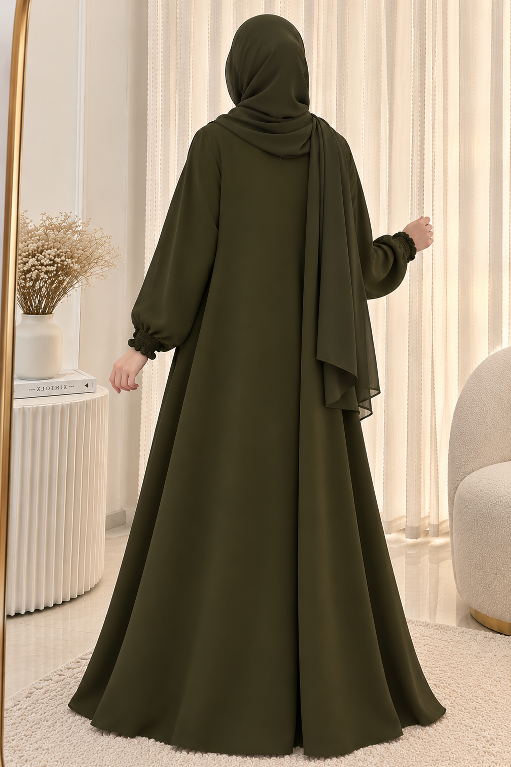ZOYA PINTEX ABAYA | OLIVE