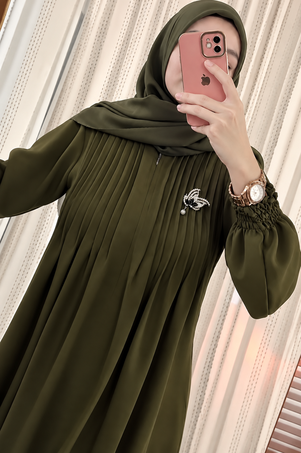 ZOYA PINTEX ABAYA | OLIVE