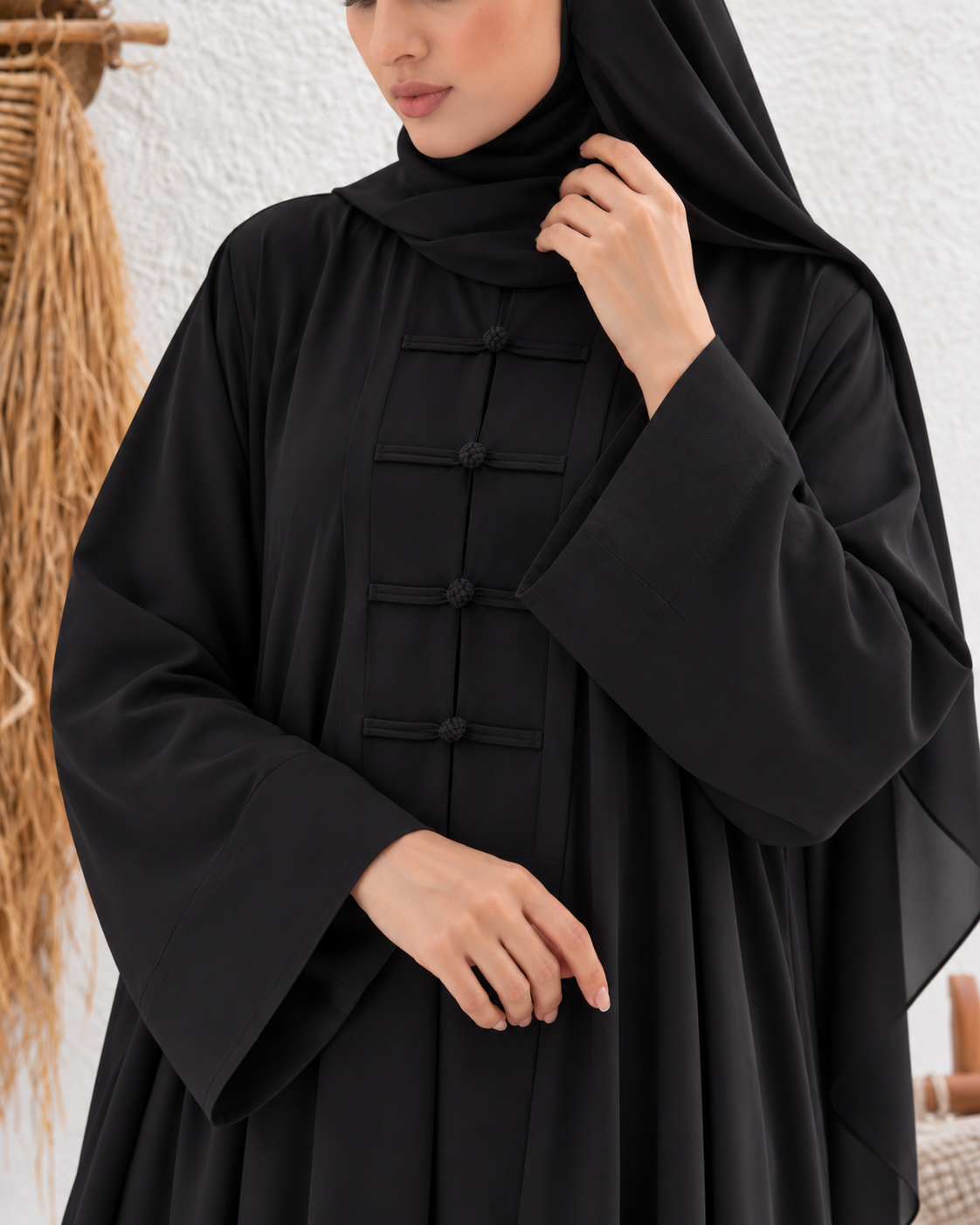 MEHER FRONT OPEN ABAYA | BLACK