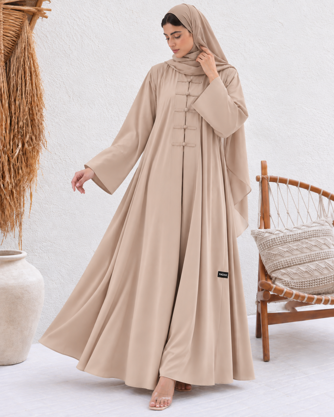 MEHER FRONT OPEN ABAYA | NUDE
