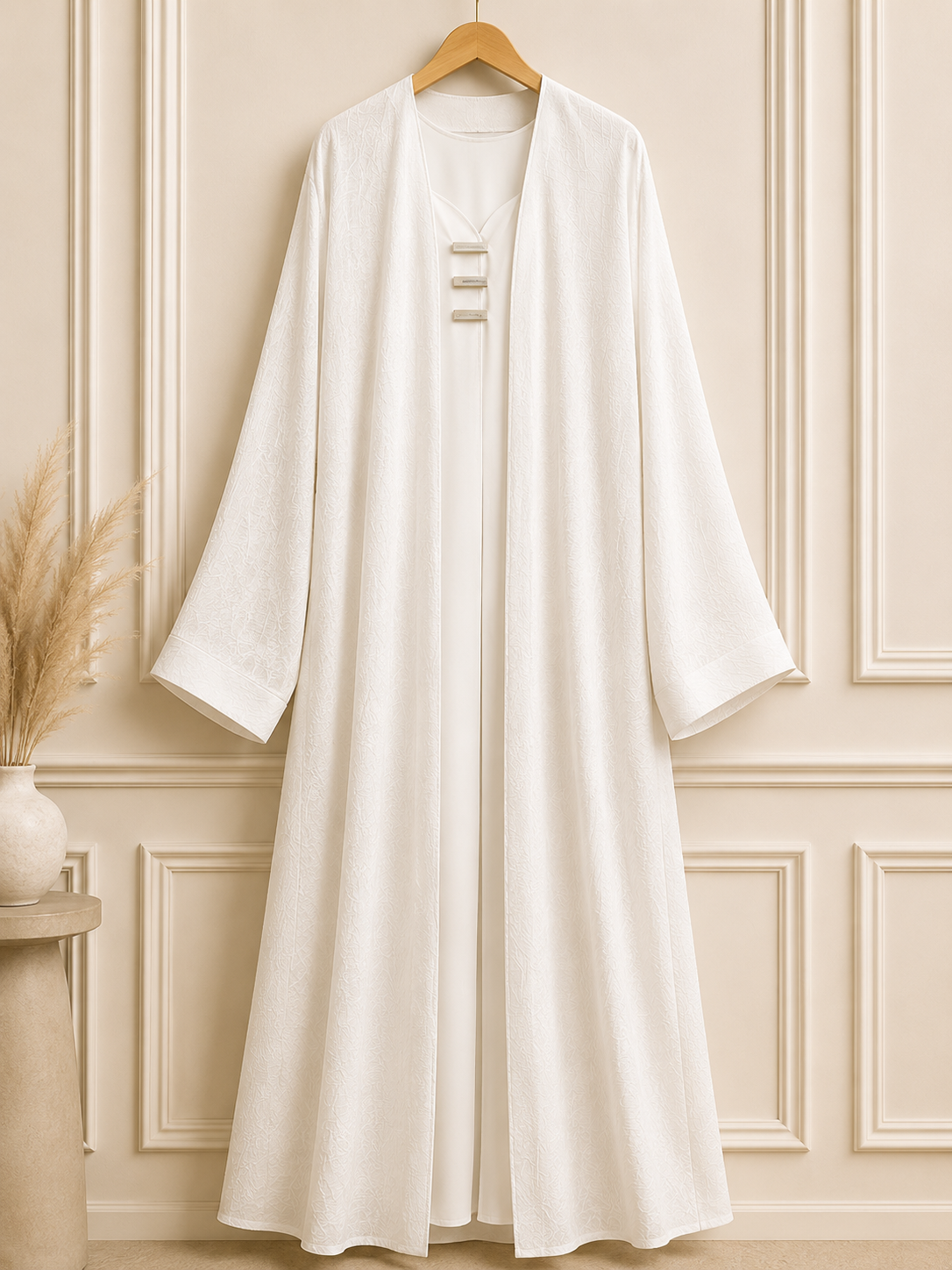 TAMANNAH DOUBLE SHRUG ABAYA | WHITE