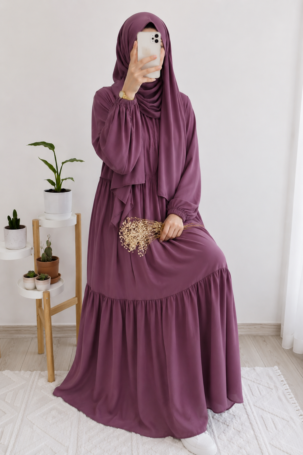 TUBA FRILL ABAYA | ROSE PINK