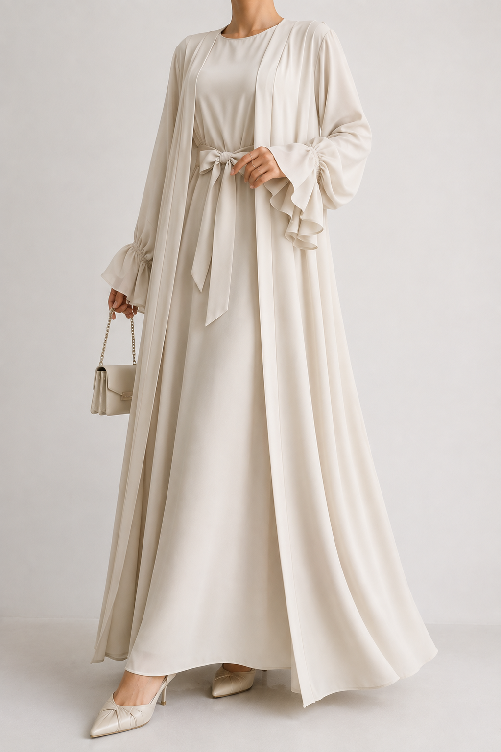 EBRAH DOUBLE SHRUG ABAYA | NUDE