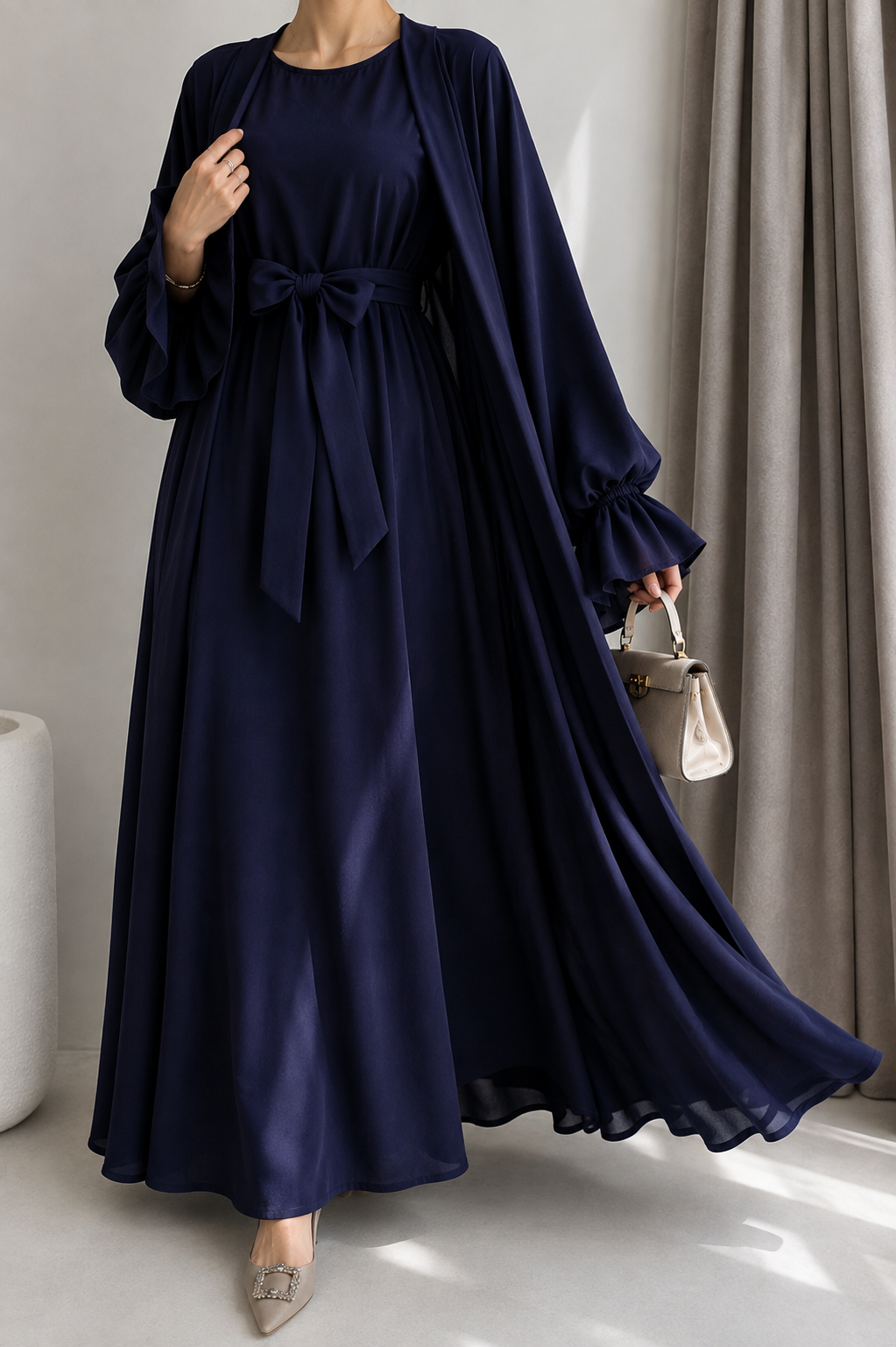 EBRAH DOUBLE SHRUG ABAYA | NAVY BLUE