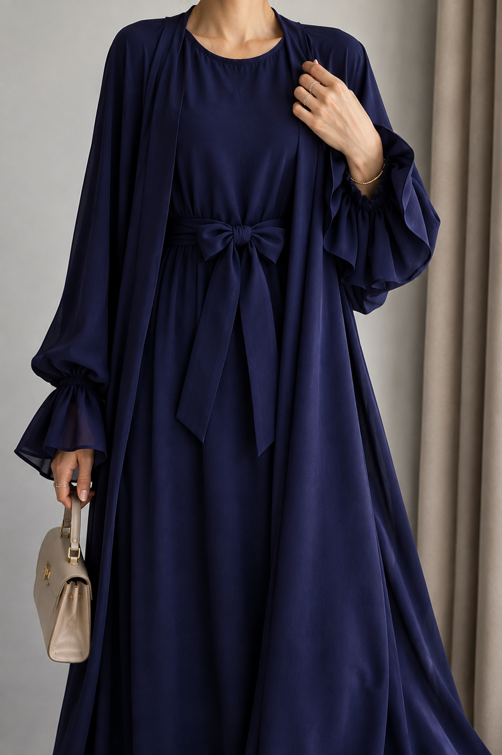 EBRAH DOUBLE SHRUG ABAYA | NAVY BLUE