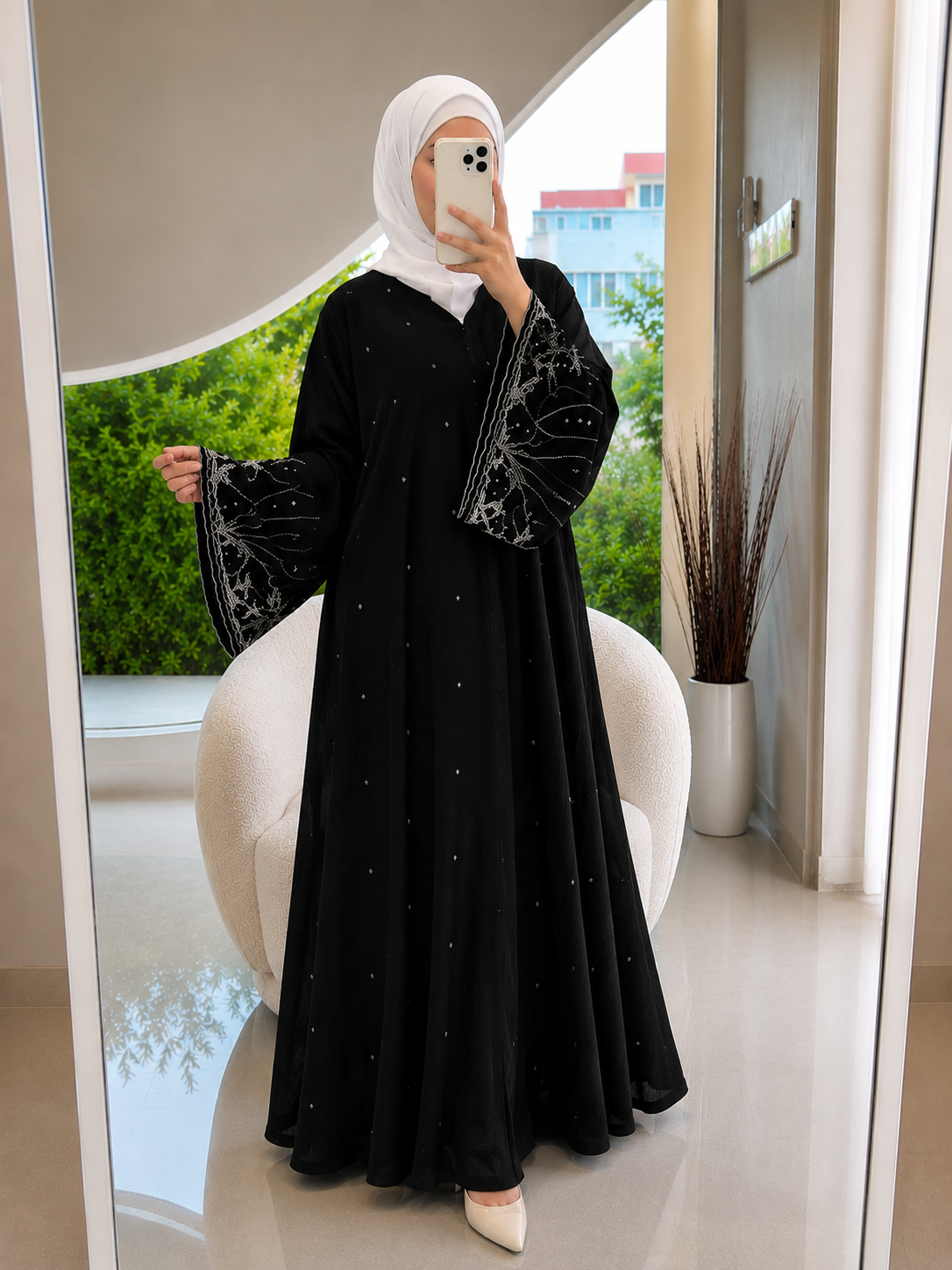 HIRA FRONT OPEN ABAYA | BLACK
