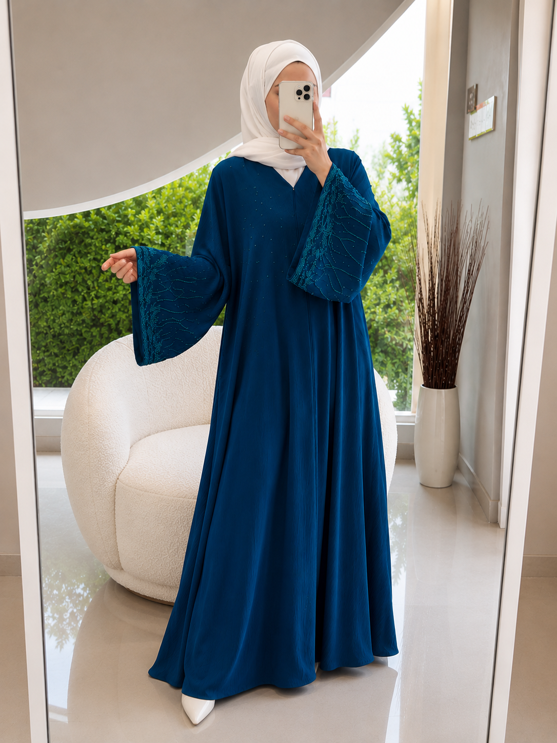 HIRA FRONT OPEN ABAYA | TEAL