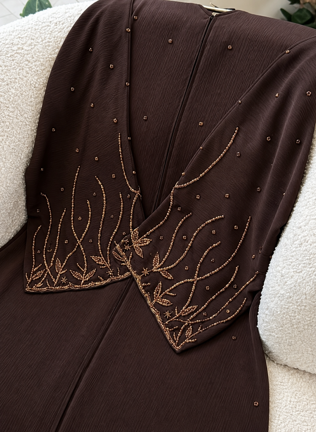 HIRA FRONT OPEN ABAYA | COFFEE