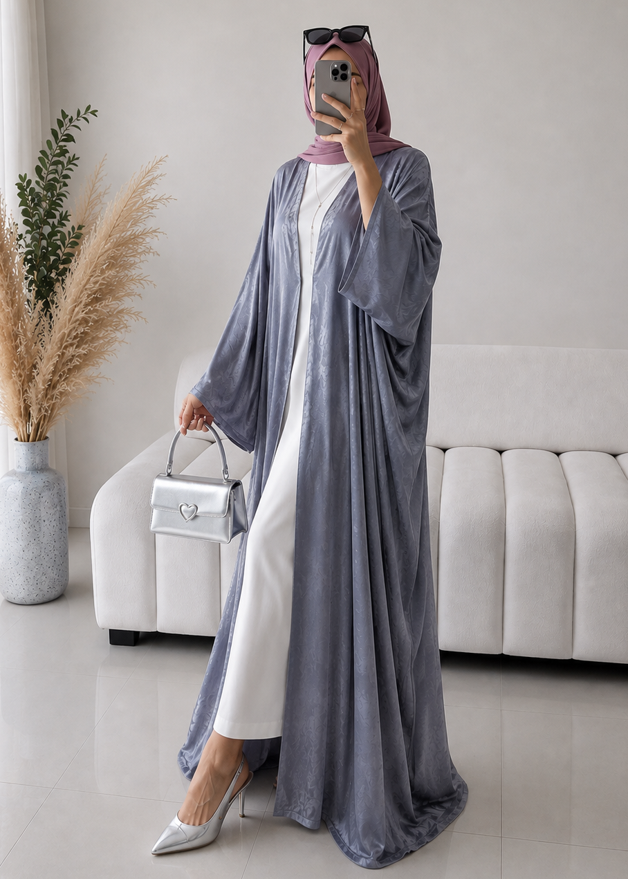 IMPORTED SIMMER DS KAFTAN ABAYA | GRAY