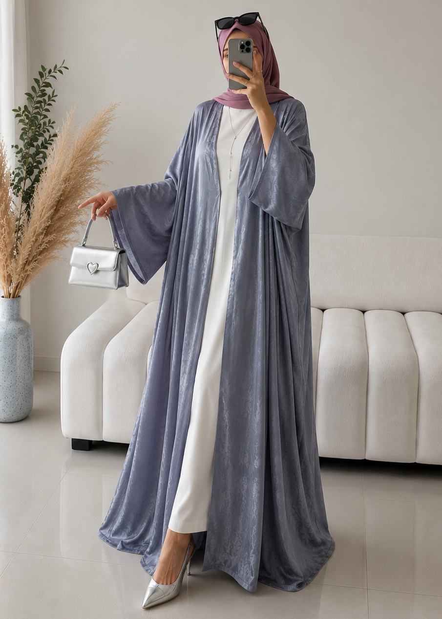 IMPORTED SIMMER DS KAFTAN ABAYA | GRAY