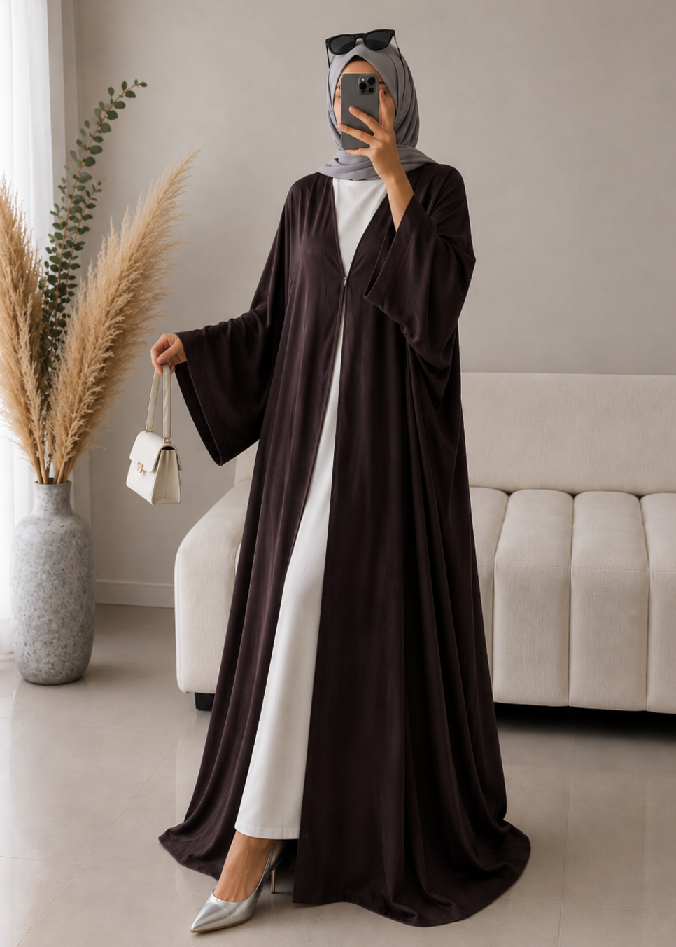 IMPORTED SIMMER DS KAFTAN ABAYA | DARK PURPLE