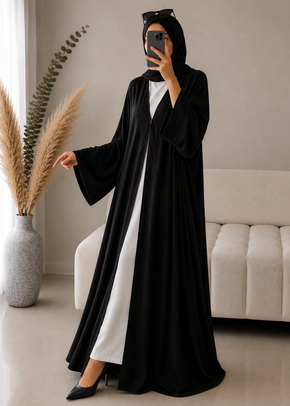 IMPORTED SIMMER DS KAFTAN ABAYA | BLACK