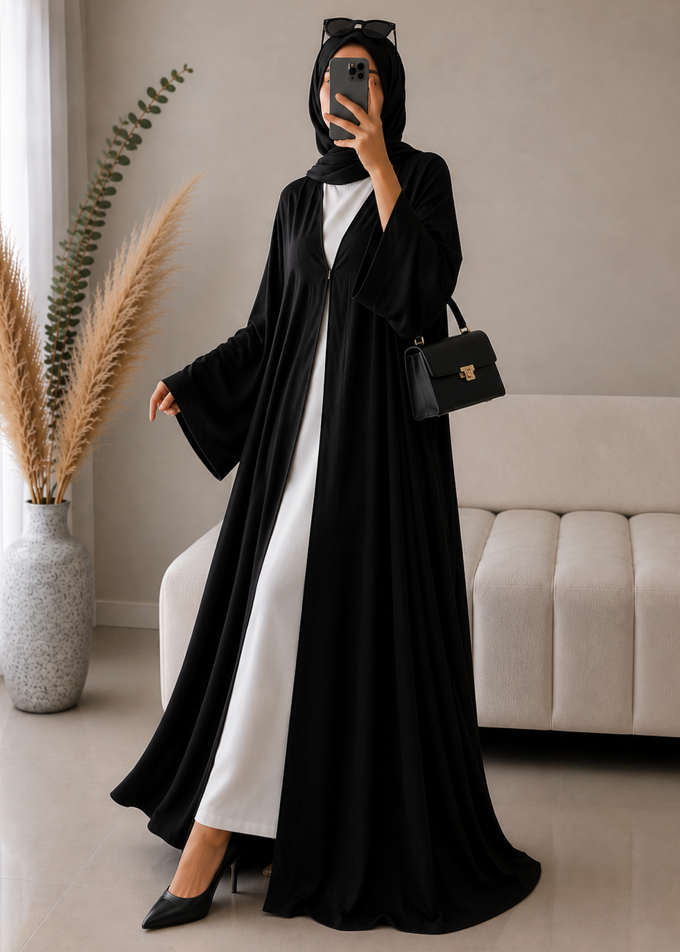IMPORTED SIMMER DS KAFTAN ABAYA | BLACK