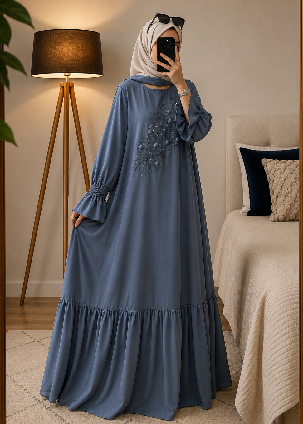 8882 - BANO FRILL ABAYA | GRAY