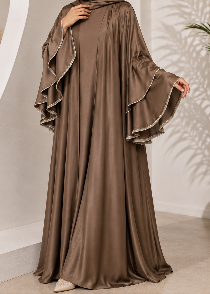 AL-NUHA DOUBLE SHRUG ABAYA | GOLDEN