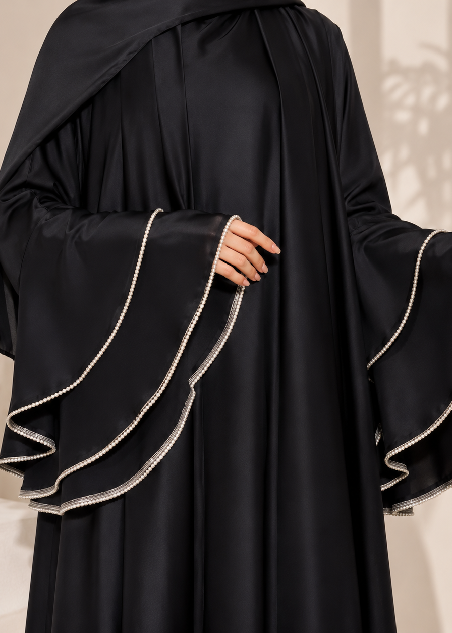 AL-NUHA DOUBLE SHRUG ABAYA | BLACK