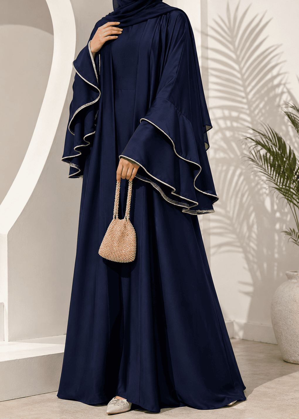AL-NUHA DOUBLE SHRUG ABAYA | NAVY BLUE