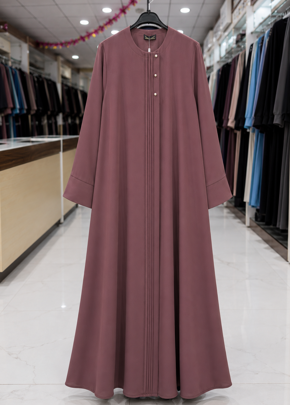 MADIHA FRONT OPEN ABAYA | DUSTY PINK