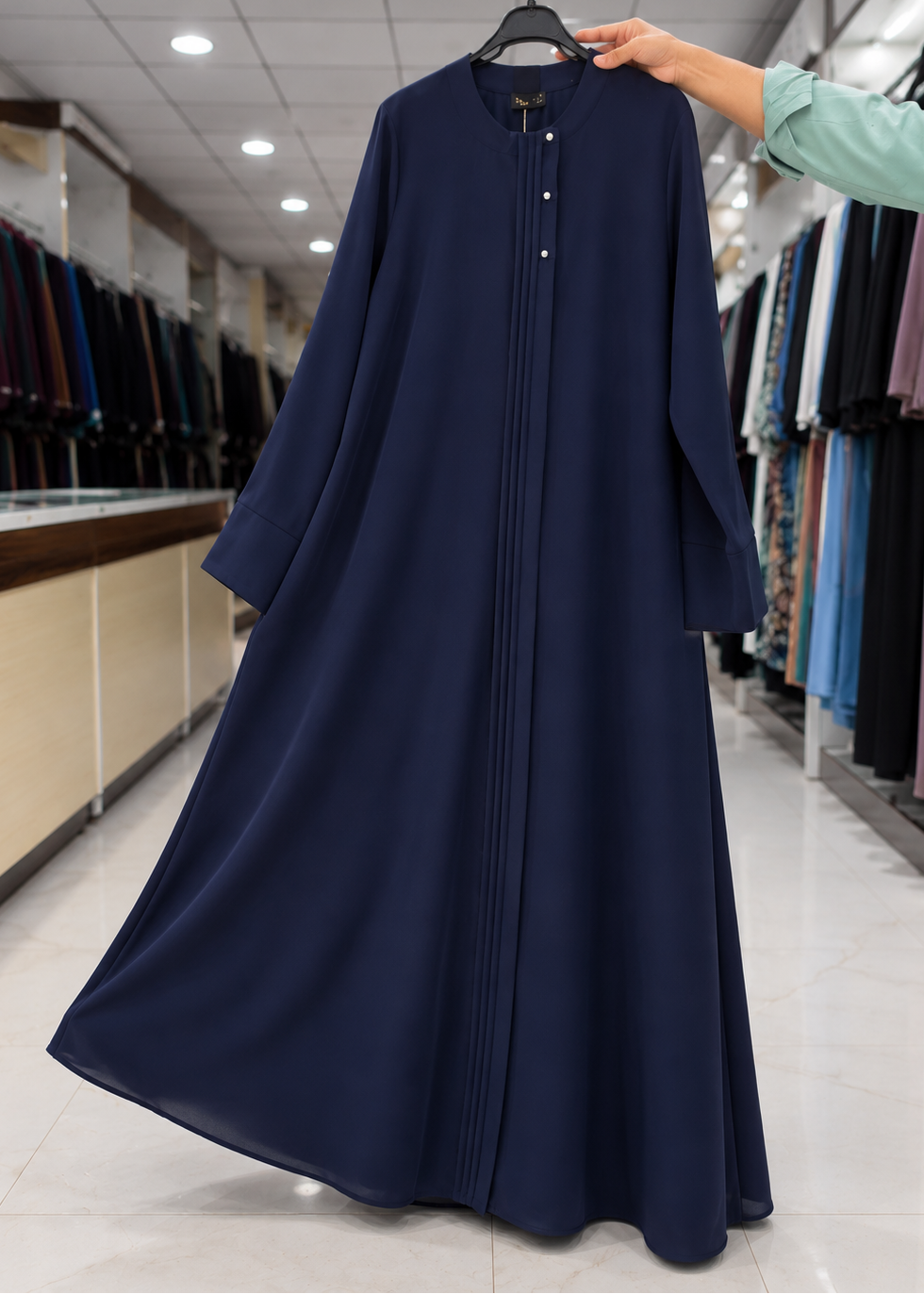 MADIHA FRONT OPEN ABAYA | BLUE