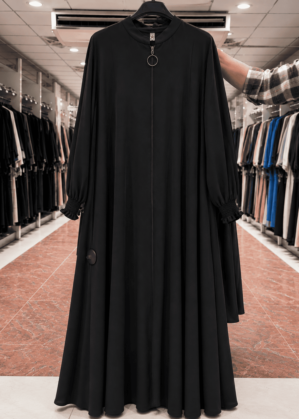 MEHNAAZ PINTEX ZIPPER ABAYA | BLACK