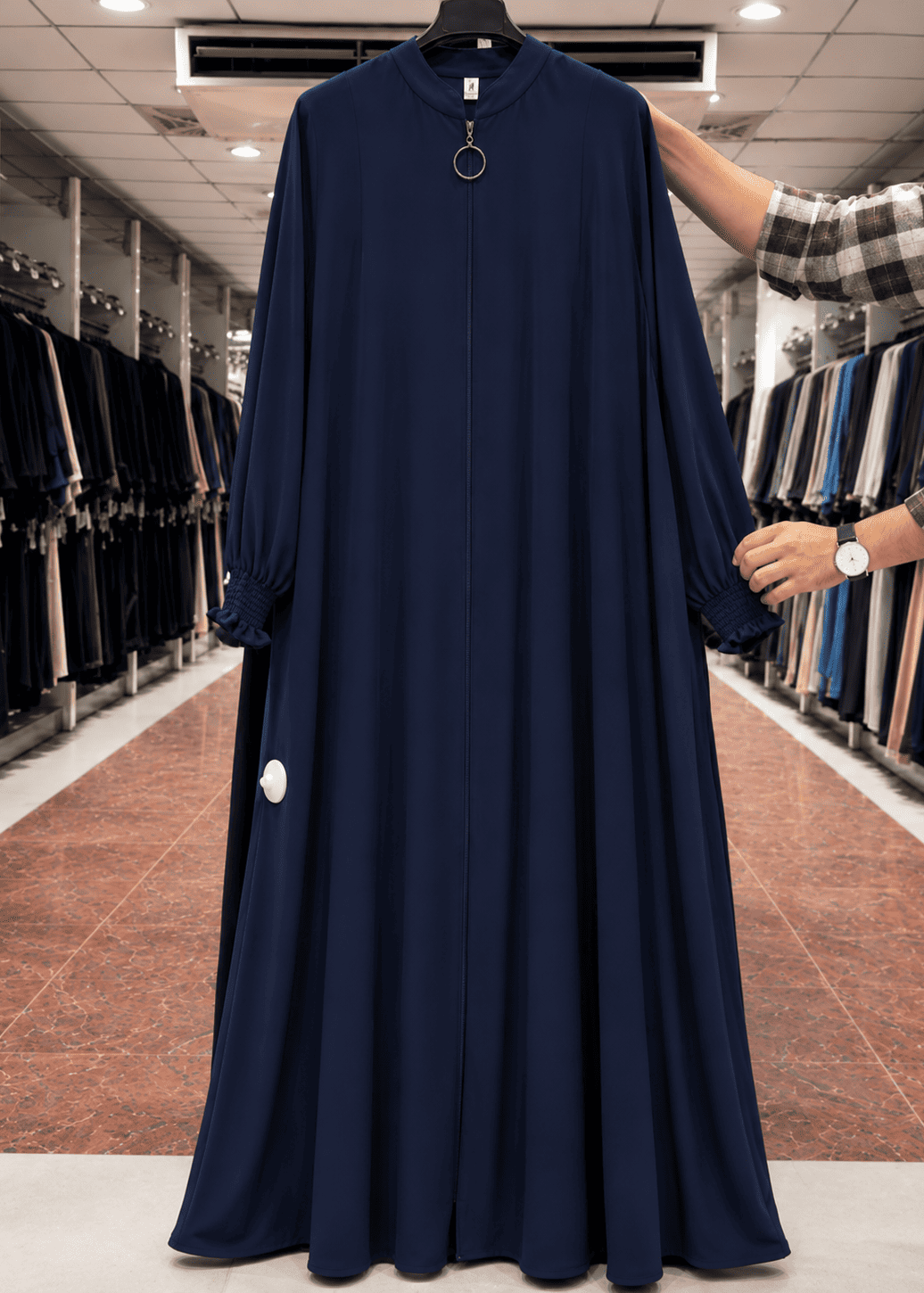 MEHNAAZ PINTEX ZIPPER ABAYA | NAVY BLUE