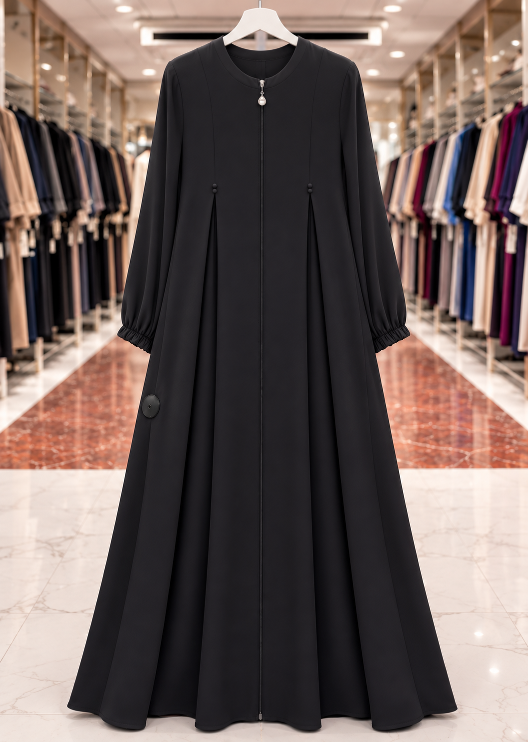 KULSUM FRONT OPEN ABAYA | BLACK