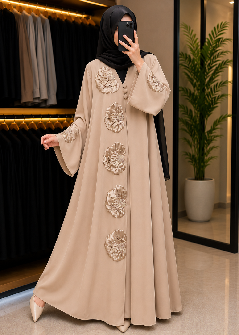 IFLAH FRONT OPEN ABAYA | NUDE