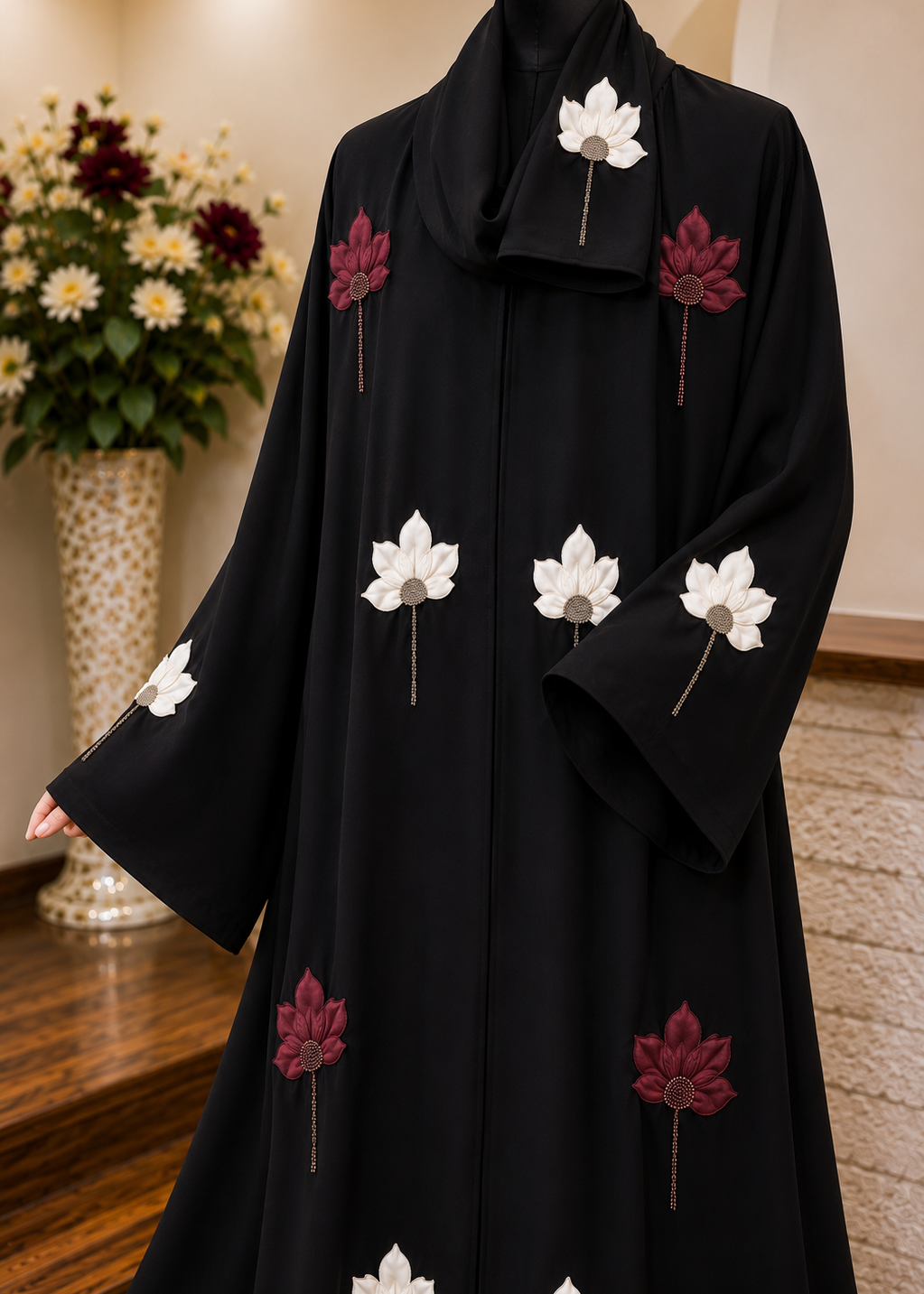 MOEZA FRONT OPEN ABAYA | DUSTY PINK