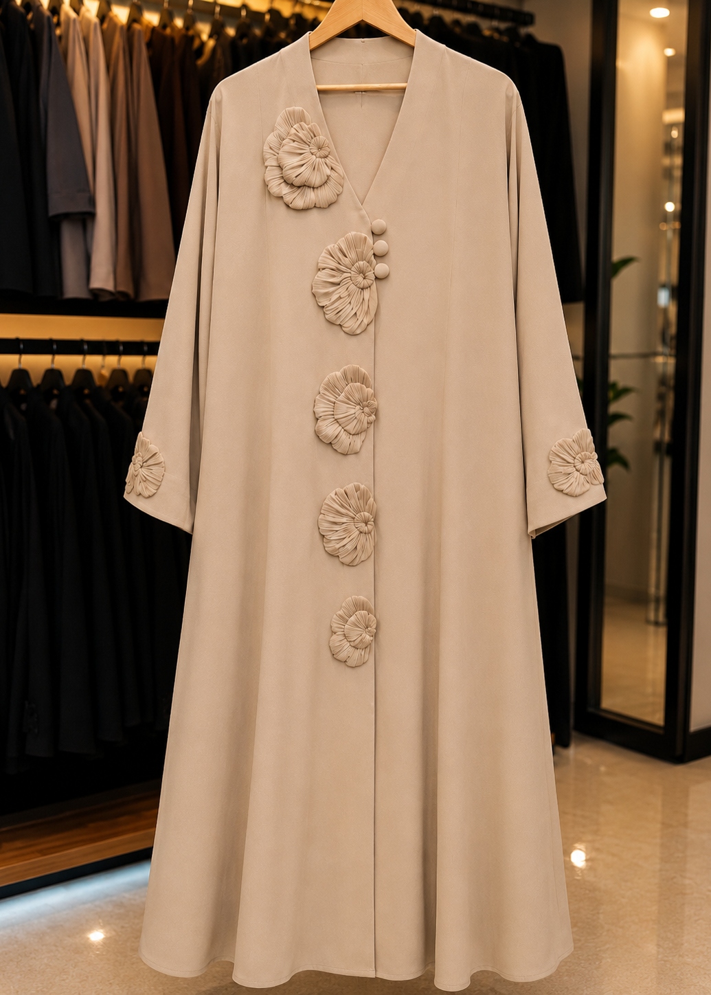 IFLAH FRONT OPEN ABAYA | NUDE